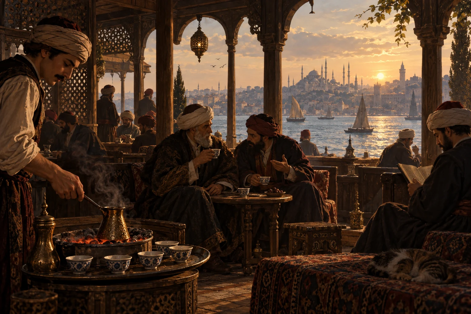 Reconstitution illustrée originale d’un café ottoman